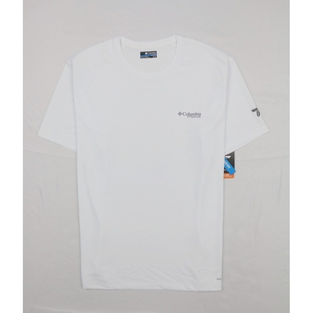 Columbia Titanium Mens Summit Valley SS Crew Neck Shirt White XL Active Fit
